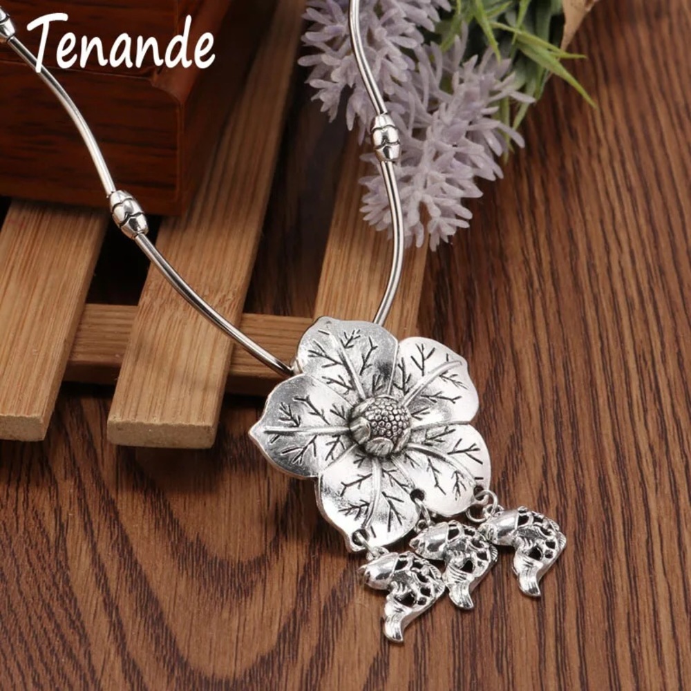 Boho Fishes Tassel Pendant Necklaces Turkish Silve - Picture 2 of 2
